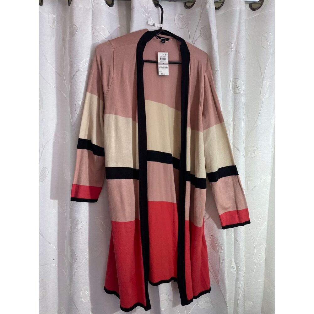 NWT - Alfani Colorblock Open-Front Long Cardigan Sweater